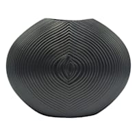 Black Carved Faux Wood Vase, 9"