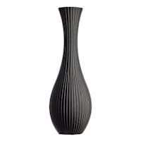Black Carved Faux Wood Vase, 15"