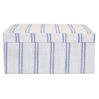 Honeybloom Ivory & Blue Striped Decorative Box, 6x5