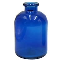 Blue Glass Bottle Vase, 7"