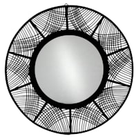 Found & Fable Black Bamboo Round Wall Mirror, 35"