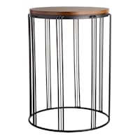 Wooden Top & Black Metal Plant Stand, Large