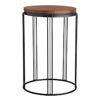 Wooden Top & Black Metal Plant Stand, Small