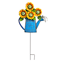 Sunflower Watering Can Yard Stake, 34"