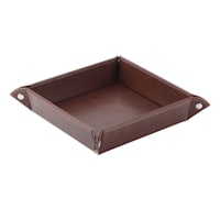 Honeybloom Faux Leather Square Tray, 8"
