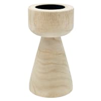Natural Wood Candle Holder, 9"