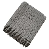 Dark Grey Chenille Basketweave Throw Blanket, 50x60