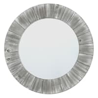 20in. Distressed Light Grey Wood Framed Round Mirror