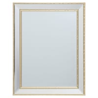 Gold Bamboo Trimmed Beveled Rectangle Wall Mirror, 22x28