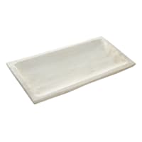 White Brushed Wooden Decorative Tray, 20x10
