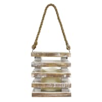 Wood Cutout Bars LED Lantern, 6"