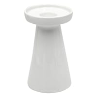 White Ceramic Pillar Candle Holder, 6.7"