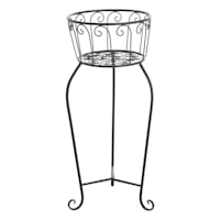 Black Metal Basket Planter Stand, Medium