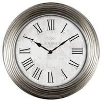 Antique Silver Grapevine Round Wall Clock, 30"