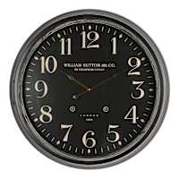 Black Metal Round Wall Clock, 24"