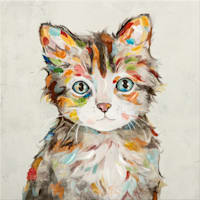 Rainbow Kitten Portrait Canvas Wall Art, 12"