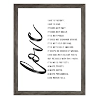 Glass Framed Love Inspirational Wall Sign, 15x19