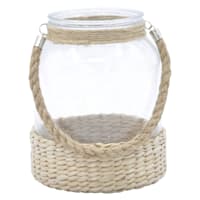 Clear Jar Basket Candle Holder, 7"