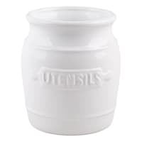 White Barrel Utensil Crock, 7"
