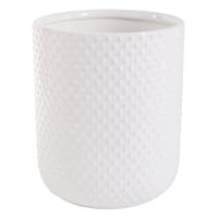 White Dots Embossed Utensil Crock, 7"