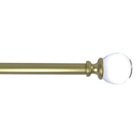 Turner 1/2" Clear Ball Brass Finish Adjustable Curtain Rod, 36-72"