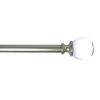 Turner 1/2" Silver Finish Clear Ball Adjustable Curtain Rod, 36-72"
