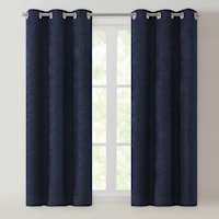 Lennon Peacoat Blue Woven Grommet Blackout Curtain Panel, 63"