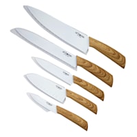 10-Piece Wood-Look Handle Non-Stick Knife & Sheath Set