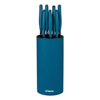 9-Piece Blue Soft Touch Stainless Steel Knife Block Set