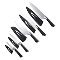 10-Piece Black Handle Knife & Sheath Set