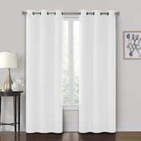 Crosby St. Sullivan White Shrink Yarn Light Filtering Grommet Curtain Panel, 84"