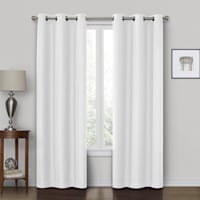 Rockwell White Blackout Grommet Curtain Panel, 63"