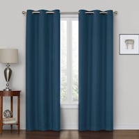Rockwell Navy Blue Blackout Grommet Curtain Panel, 63"