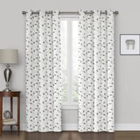 Rockwell White/Grey Embroidered Blackout Grommet Window Panel 63in.