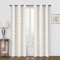Light Tan Embroidered Blackout Grommet Curtain Panel, 84"