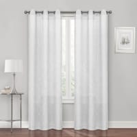 Cayman White Embroidered Sheer Grommet Curtain Panel, 84"