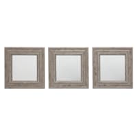 3-Piece Light Grey Square Wall Mirror Set, 10"