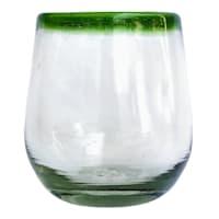 Recycled Glass Stemless Green Rim Glass