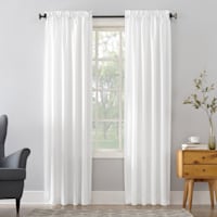 Madison White Pole Top Room Darkening Curtain Panel, 63"