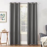 Tremont Charcoal Grey Thermal Room Darkening Grommet Curtain Panel, 63"