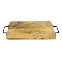 Wooden Rectangle Tray with Metal Handles, 19.7x11