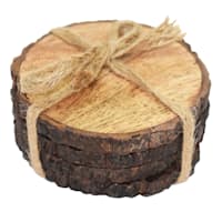 Set of 4 Bark Edge Wooden Coasters