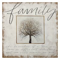 Family Tree Spackled Burlap Canvas Wall Sign, 24"