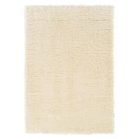 (C152) Solid Ivory Shag Accent Rug, 3x5