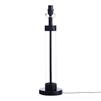 Clear Glass & Black Metal Large Table Lamp Base, 23"