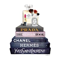 Designer Bookstack with Fashion Accessories Canvas Wall Art, 18x24