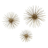 3-Piece Gold Urchin Wall Art Set, 6"/8"/10"