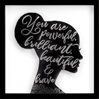 Glass Framed You Are Powerful Silhouette Wall Art, 13"