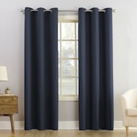 Mayfield Navy Blue Pole Top Light Filtering Curtain Panel, 63"