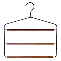 1-Pack Metal Matte Black Pant Hanger with Dark Brown Wood